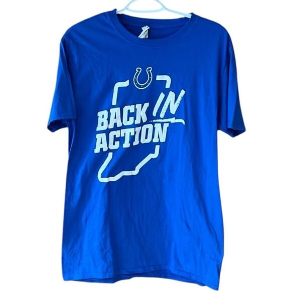 Gildan Blue White Indianapolis Colts Short Sleeve T-Shirt Size Large - Picture 1 of 8
